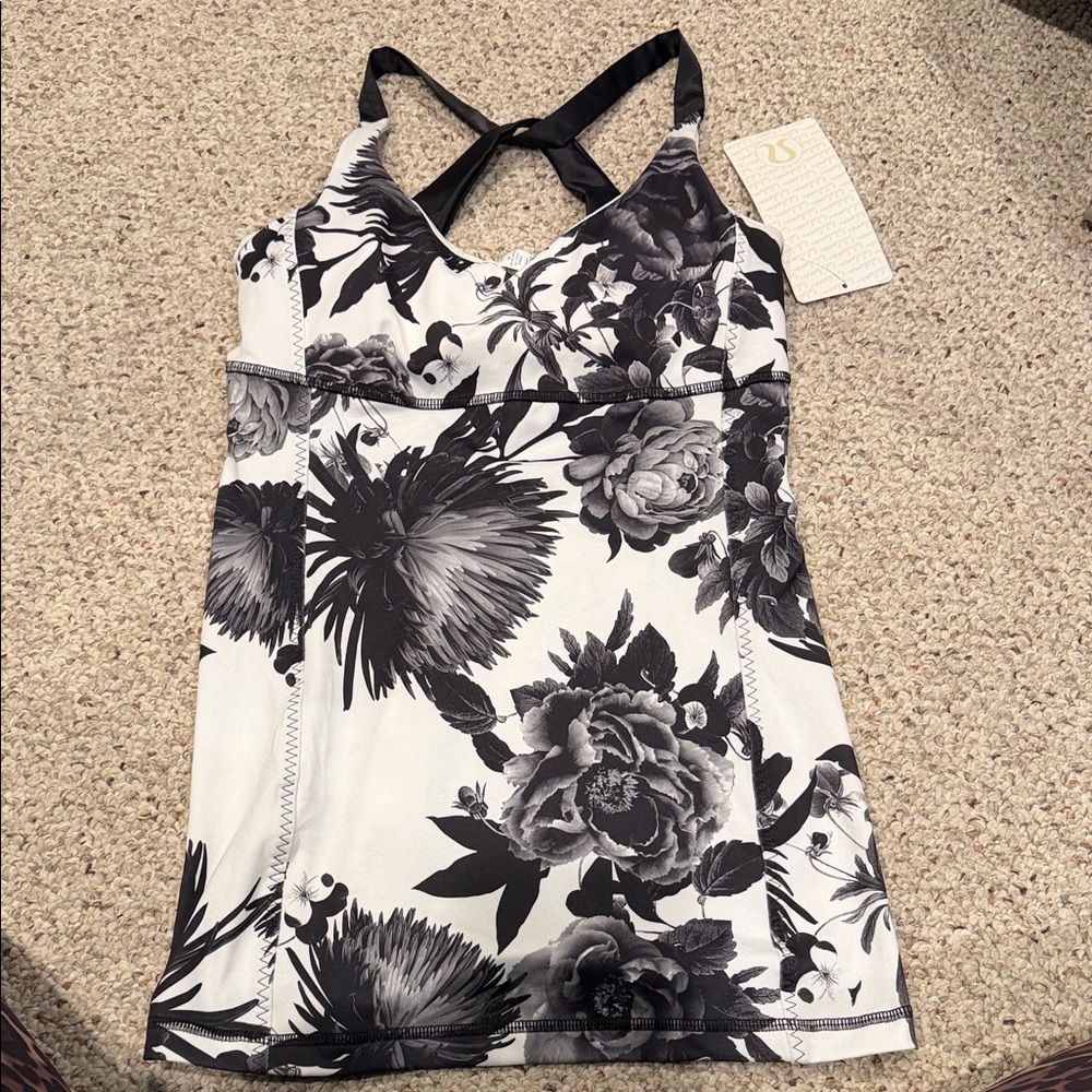 lululemon athletica Black and White Floral Tank Top